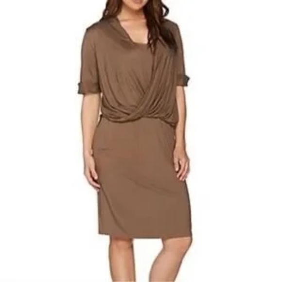 H By Halston, Drape Knit Twist front sheath dress - Picture 13 of 13